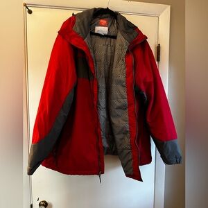 Columbia Bold Red and Charcoal Puffer Jacket